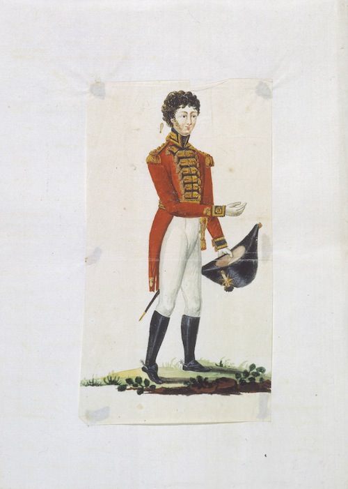 Figurino dell'uniforme della Guardia del Corpo di Ferdinando III a Wūrzburg (1815).